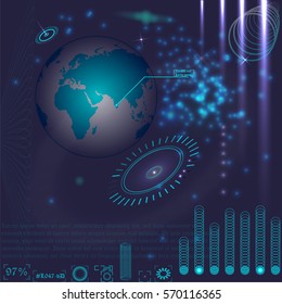 Abstract futuristic HUD and Infographic elements. Virtual space. Future touch interface.