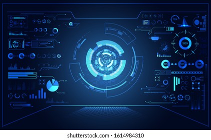 abstract futuristic hud interface hologram elements of digital on blue background.