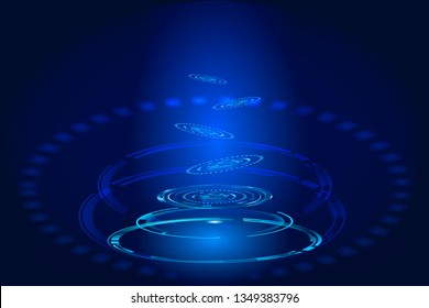 Abstract futuristic HUD object. Sci Fi user interface digital eye element consist of glowing circles. Vector science and technology illustration