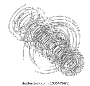 Abstract futuristic HUD object. Vector rendering of 3d. Wire-frame style. The layers of visible and invisible lines are separated