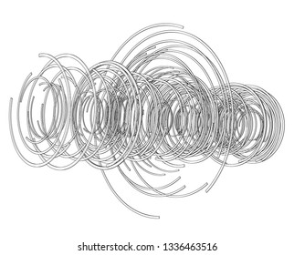 Abstract futuristic HUD object. Vector rendering of 3d. Wire-frame style. The layers of visible and invisible lines are separated