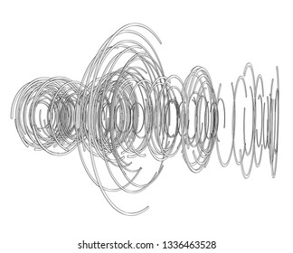 Abstract futuristic HUD object. Vector rendering of 3d. Wire-frame style. The layers of visible and invisible lines are separated