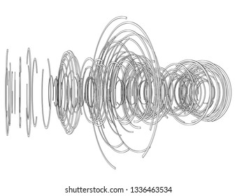 Abstract futuristic HUD object. Vector rendering of 3d. Wire-frame style. The layers of visible and invisible lines are separated