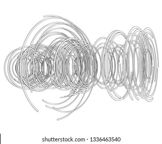Abstract futuristic HUD object. Vector rendering of 3d. Wire-frame style. The layers of visible and invisible lines are separated