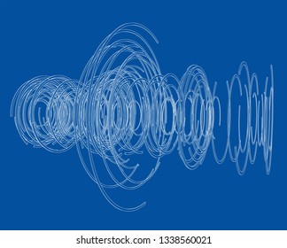 Abstract futuristic HUD object. Vector rendering of 3d. Wire-frame style. The layers of visible and invisible lines are separated