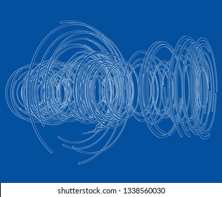 Abstract futuristic HUD object. Vector rendering of 3d. Wire-frame style. The layers of visible and invisible lines are separated