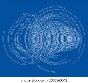 Abstract futuristic HUD object. Vector rendering of 3d. Wire-frame style. The layers of visible and invisible lines are separated