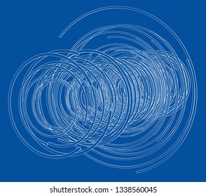 Abstract futuristic HUD object. Vector rendering of 3d. Wire-frame style. The layers of visible and invisible lines are separated
