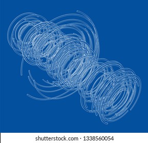 Abstract futuristic HUD object. Vector rendering of 3d. Wire-frame style. The layers of visible and invisible lines are separated