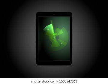 Abstract futuristic HUD radar display. Sci-fi design elements. Vector navigation interface background.