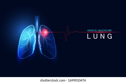 Abstract futuristic human lungs wireframe blue digital point connecting concept Analysis and diagnosis of pulmonary diseases,Respiratory disease,Lung health,Medical care for patients.