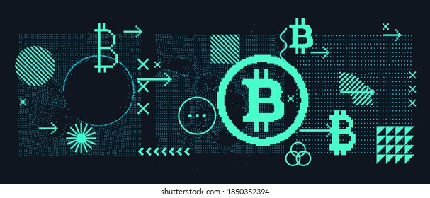 Abstract futuristic illustration with Cryptocurrency Bitcoin Symbol. Online payment technology, digital wallet, computer financial,digital blockchain, stock crypto trading and investment concept.