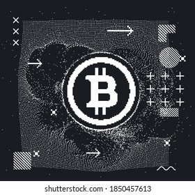Abstract futuristic illustration with Cryptocurrency Bitcoin Symbol. Online payment technology, digital wallet, computer financial,digital blockchain, stock crypto trading and investment concept.