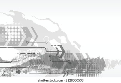 Abstract futuristic illustrator brushes and arrow shape gray color background