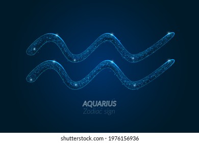 Abstract futuristic image of aquarius zodiac sign. Astrological horoscope characteristic. Polygonal vector illustration looks like stars in the blask night sky in spase. Digital low poly design.