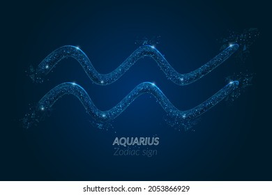 Abstract futuristic image of aquarius zodiac sign. Astrological horoscope characteristic. Polygonal vector illustration looks like stars in the blask night sky in spase. Digital low poly design
