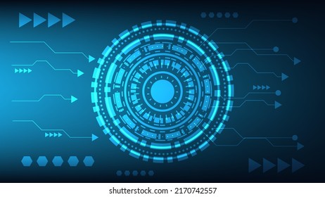 abstract futuristic innovation technology background concept. virtual glowing blue light Hi-tech circle digital HUD screen for modern graphic design