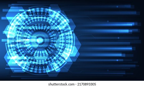 concepto abstracto de fondo de tecnología de innovación futurista. luz azul brillante virtual Pantalla digital HUD de círculo de alta tecnología para diseño gráfico moderno