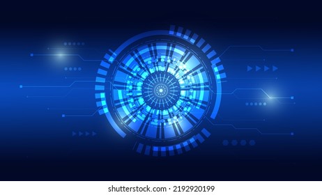 abstract futuristic innovation technology background concept. virtual glowing blue light Hi-tech circle digital HUD screen for modern graphic design