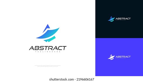 Resumen y letra futurista Un diseño de logotipo en estilo degradado azul. Carta Un logotipo o un icono para un logotipo comercial o tecnológico