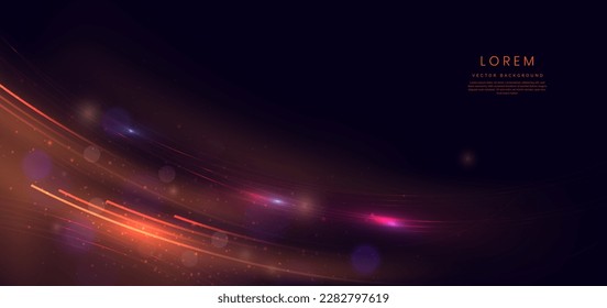 Abstract futuristic light curved on dark background. You can use for ad, poster, template, business presentation. Vector illustration