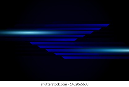 Abstract futuristic light neon blue on black background. Modern shiny and technology concept for use element cover, banner, frame advertising, presentation