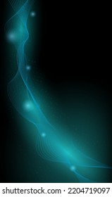 Abstract Futuristic Light Technology Background. Light Blue Wave-like Motion Vertical Particles