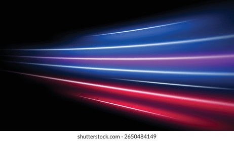 abstract futuristic light trails on black background. hi tech speed lines decoration