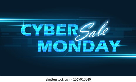 Abstract futuristic light vector cyber monday sale layout background. for promotion art template or background cover banner design. Vector illustration