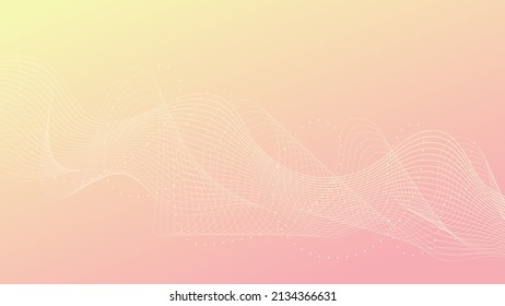 abstract futuristic line and geometric shape on yellow and pink gradient color background for modern creative graphic design