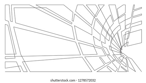 abstract futuristic linear single line vector graphics on white background