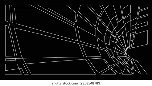 abstract futuristic linear single line vector graphics on white background