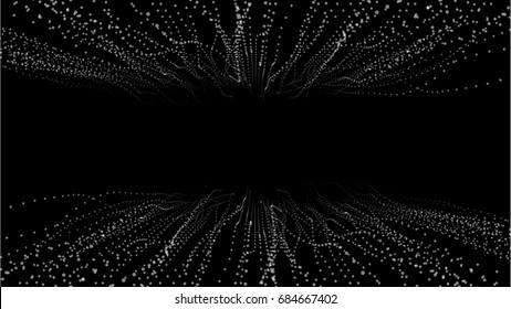 Abstract futuristic lines and dots grid. Intertwining web, a network of ropes, an unusual geometric black and white vector pattern.