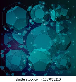 Abstract futuristic - low poly background of triangles and hexagon in green colors background. Illustration Vector design digital technology concept.