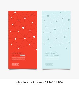 Abstract futuristic low poly background with connecting dots and lines. Connection structure. Vector science polygonal design.