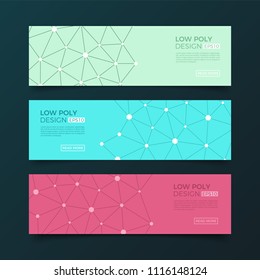 Abstract futuristic low poly background with connecting dots and lines. Connection structure. Vector science polygonal design.