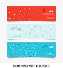 Abstract futuristic low poly background with connecting dots and lines. Connection structure. Vector science polygonal design.
