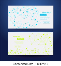 Abstract futuristic low poly background with connecting dots and lines. Connection structure. Vector science polygonal design.