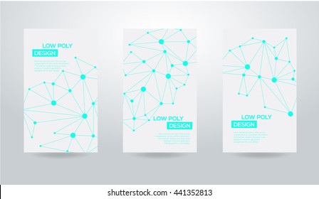Abstract futuristic low poly background with connecting dots and lines. Connection structure. Vector science polygonal design.