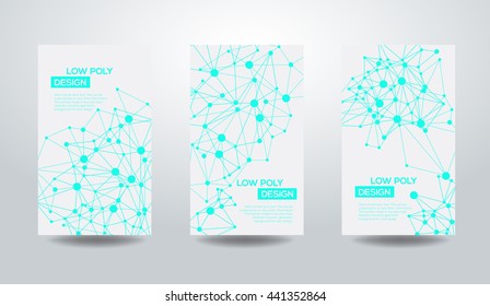 Abstract futuristic low poly background with connecting dots and lines. Connection structure. Vector science polygonal design.