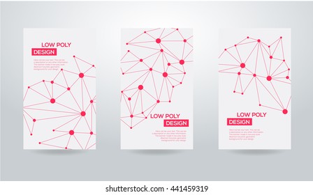 Abstract futuristic low poly background with connecting dots and lines. Connection structure. Vector science polygonal design.