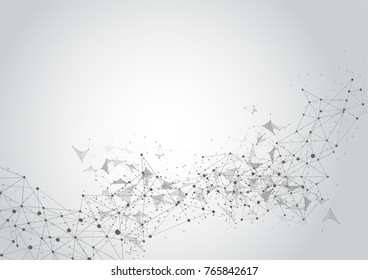 Abstract futuristic low poly connecting structure dots and lines on white background. Vector illustration