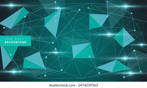 Abstractas fondo futurista de baja tecnología de poli con puntos y líneas de conexión. Estructura de conexión. Vector ciencia diseño poligonal.