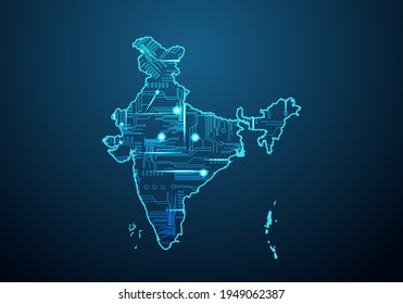 Abstract Futuristic Map India Circuit Board Stock Vector (Royalty Free ...