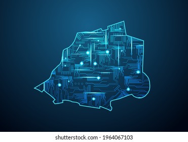 Abstract futuristic map of vatican. Circuit Board Design Electric of the region. Technology background. mash line and point scales on dark with map.