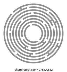 Abstract futuristic maze, gray circles on white background. Vector