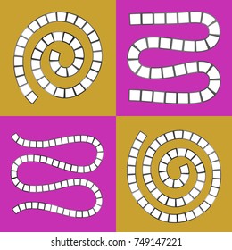 Abstract futuristic maze set, template for children's games, white squares Black contour on pink brown background. Vector