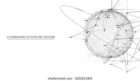 Abstract futuristic mesh sphere black outline concept design. Geometric low poly with binary data report. 3D sphere shield protection vector background.