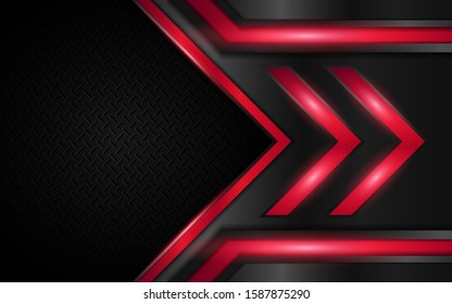 Abstract futuristic metallic red and black shapes innovation technology background concept. Vector design template for use element sport cover, game banner, automotive wallpaper, cyber theme