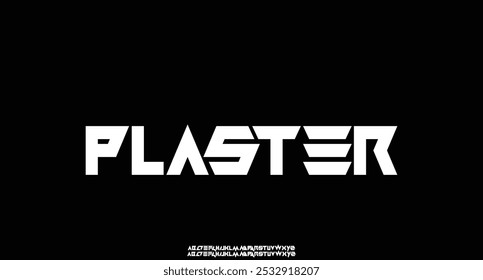 Abstract futuristic minimalist display font design, alphabet, typeface, letters and numbers, typography.
